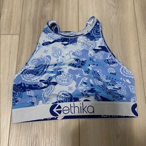 Ethika Blue and White Paisley Sports Bra